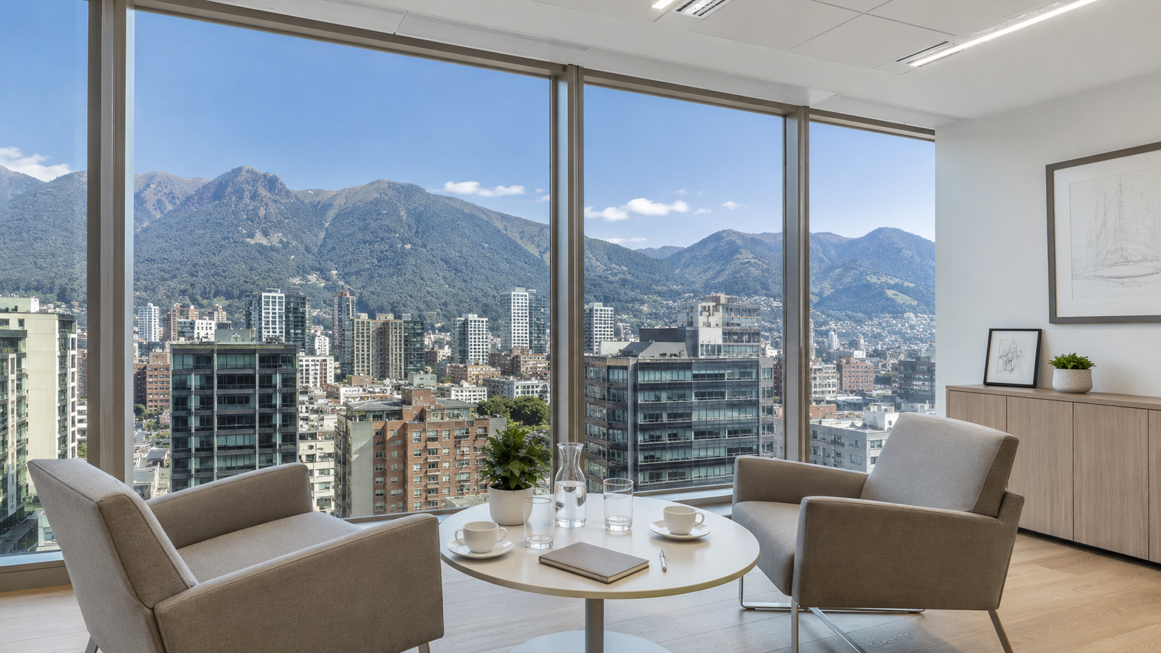 View of Bogotá with the eastern hills from an office window.